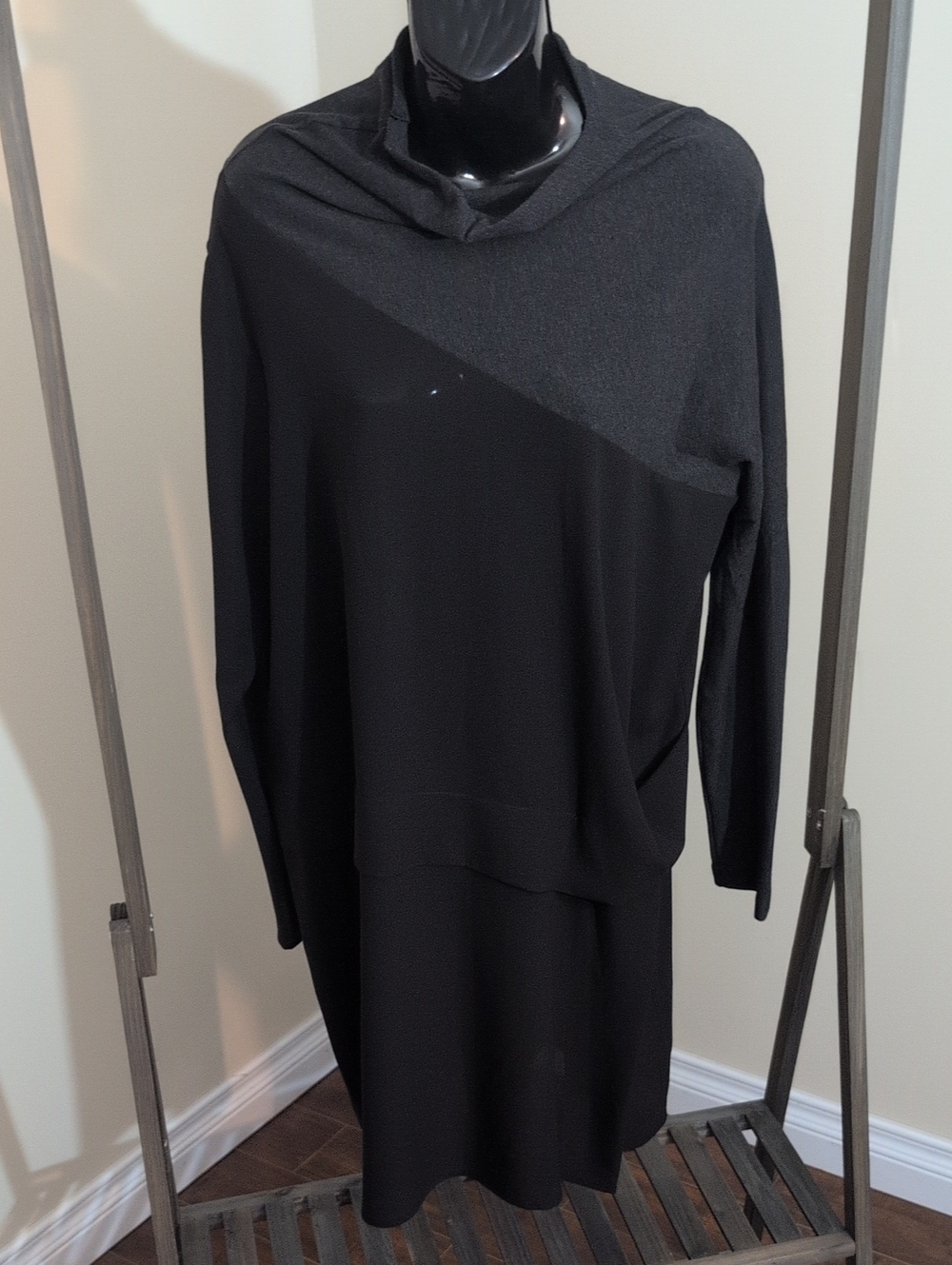 Crea | Black Asymmetric Knit Dress